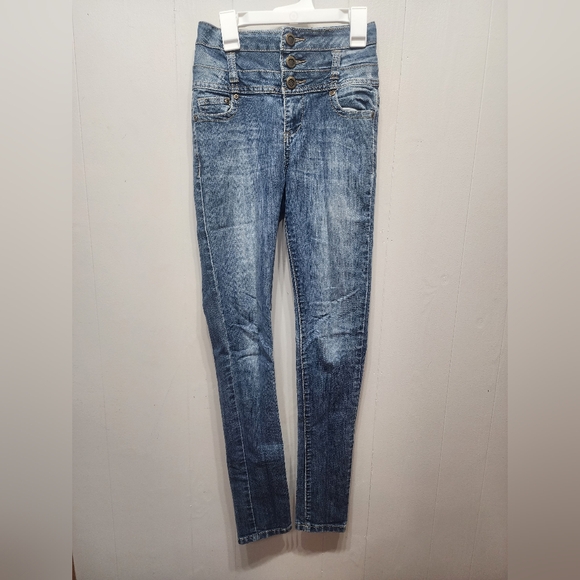 Rue 21 Jeans Size 0 Super Skinny Button Front High Waist Casual‎ Denim B854 - Picture 1 of 4